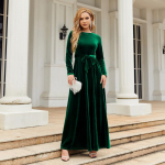 Elegantne 2025. aasta s&uuml;gis/talvine pikk kuldne sametkleit naistele 5XL roheline