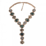 Retro Kuldne Ja H&otilde;bedane Personaliseeritud Imitatsioon Naturaalse Kivi Vaikkaelus Kaelakee &Uuml;lepingutatud Ripatsiga Kaelakee Boheemlaslik Stiil kuld