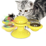 Interaktiivne kassi tuuleveski m&auml;nguasi kerge iminapaga P&ouml;&ouml;rlev vedruga &otilde;rritav m&auml;nguasi kassidele, naljakas kriimustav karva h&otilde;&otilde;rumine Rotating cat toy kollane
