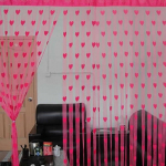 Line Heart Decor Kardinad Uudsus Aken Elutuba Kardinajagaja String Kodukaunistused Kardinate tuti uks 200X100CM roosa roosa v&auml;rv
