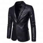 Meeste nahktagi Meeste pealismantel Slim Fit vabaaja nahktagi M must