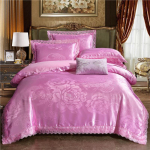 Euroopa Satiin Jacquard voodipesukomplekt - pitsiga &auml;&auml;ristatud, 4-osaline komplekt 1.5m Bed 4-Piece Set Quilt Cover 200*230