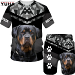 YUHA, Rottweiler Dog 3d Printed T Shirt/T-shirt Shorts Set Male Summer Sportwear Casual Men's Tracksuit Fashion Men's Clothing S S