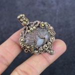 Natural Rose Quartz Gemstone Copper Wire Wrap Jewelry Pendant 2.05 y4t32