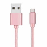 Cable USB-C pour OnePlus 10 Pro - OnePlus 9 - OnePlus 9 Pro - OnePlus 8 - OnePlus 8T - OnePlus 7T - Nylon Rose 1 M&egrave;tre Phonillico&reg;