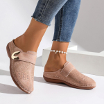 V&auml;liskaubandus suur suurus kott pea lame p&otilde;hi vabaaja poolikud sussid naiste 2025 uus &uuml;hev&auml;rviline kiil metallpandlaga rannasussid 36