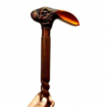93.98 cm Wooden Walking Cane Hand Carved Walking Stick Brass Rabbit Head Best Gift for Unisex