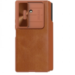 Samsung Galaxy Z Fold 7 Telefonikotid Nillkin Flip Nahast &Uuml;mbris Luksuslik Rahakott &Auml;ristiil Kaardipesa ja Tagakaanega Telefonikotid Samsung Galaxy Z Fold 7 pruun