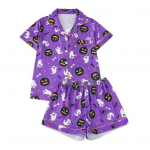 Halloweeni Naiste Pidžaamakomplekt Vaimu K&otilde;rvitsa Prindiga L&uuml;hikeste Varrukatega N&ouml;&ouml;bitavad S&auml;rgid Ja P&uuml;ksid Magamisriiete Komplekt 2-osaline Vabaaja Riietus PJs L&uuml;hike Komplekt S 5