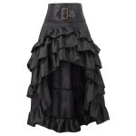S-5XL Victoria stiilis volangidega satiin- ja pits&auml;&auml;ristusega gooti seelikud Naiste korsettseelikud Vintage Steampunk-kleidid Piraadi Cosplay Kost&uuml;&uuml;mid 4XL pruun
