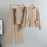 Naiste s&uuml;gis-talvised laia s&auml;&auml;rega p&uuml;ksid, kampsunvest, kolmeosaline komplekt, vest, kootud kardiganikomplekt One Size khaki