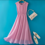 Suleline mooruspuusiidist haldjakleit, nude-roosa Extra Large fuksia