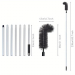 Pikendatav vihmaveerenni puhastushari, 7-osaline alumiiniumist vars, kumer harjapea, lihtne ulatus, ei vaja elektrit, vastupidav alumiinium, aiat&ouml;&ouml;riist 238cm/93.7inch must