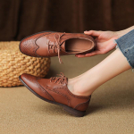 Naiste Oxford Madala Kontsaga 2024 Kevadjalatsid Naistele Ehtne Nahk Brogues Vintage Paelkinnitusega Mokassiinid Vabaaja Must Pruun T&uuml;drukute Jalan&otilde;ud 39 pruun