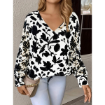 Elegantne s&uuml;gis ja talv, boheemlaslik, l&auml;&auml;neliku stiiliga mitmek&uuml;lgne V-kaelusega pikkade varrukatega naiste topp, trendikas naiste kootud kampsun XL