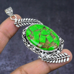 Copper Green Turquoise gemstone 925 Steling Silver Jewelry Pendant 3.15