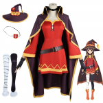 Animefiguurid Megumin Cosplay Kost&uuml;&uuml;m Karnevali &Uuml;htne Kleit M&uuml;ts Kindad Aksessuaarid Halloweeni Kost&uuml;&uuml;mipidu T&uuml;drukutele Naistele S 40-45kg beež