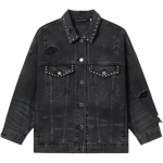 Levis Lahtine Mugav Lihtne Kulunud Fliis Pikkade Varrukatega Teksist Jakk Naiste Jakid Must 002YY-0000 S