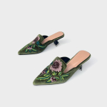Moodne Tikandiga Veluurjalatsid Naine Kummaline Konts Sussid Disain Mules Femme Terava Otsaga Kiilud Tacones Sandaalid Slip-On Pantuflas Mujer 34 black
