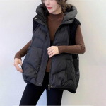 Naiste jope Puffer Parka Tuulekindel Kerge Kapuutsiga Soe Vest Naiste Valge Pardisulg Sulet&auml;idisega Jakk Varrukateta XXXXL must