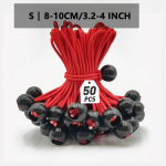 50 tk Bungee-palli, Must n&ouml;&ouml;r varikatuse-presendi jaoks, UV-kindel, Elastse n&ouml;&ouml;riga varikatuse, presendi, rihmade, telgi, postide ja juhtmete jaoks