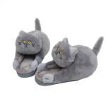 Kaisu kallistus kass karvane karusnahk sussid naistele meestele naljakas kodu kohev slaidid naiste sisep&otilde;randa kawaii kingad armsad naljakad sussid kingitused Suit 22.5-25cm foot gray