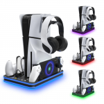 Multifunktsionaalne laadimisdokk jahutusventilaatoriga PS5 jaoks - Vertikaalne RGB LED kontrolleri laadimisjaam PS5 Pro/Slim/Digital konsoolide/ketaste jaoks