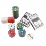100 tk pokkerim&auml;rgid ja kaardid kaasaskantava kandekohvriga Texas Hold'emile, Black Jackile