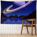 Kosmose Planeet Gobel&auml;&auml;n Seinale Riputatav Mustlane Ps&uuml;hhedeelne Hipi Boheemlaslik Ulmekirjanduse Kunst Mandala Kodu Dekoratsioon 95x70CM