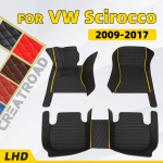 Car floor mats For Volkswagen VW Scirocco 2009 2010 2011 2012 2013 2014 2015 2016 2017 carpet cover interior accessories 4-Black- Black