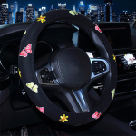Cute Butterfly Auto Car Steering Wheel Cover Case 15 Inch with Embroidered Flower Jacquard Interior Car accessories Women 2023 Cherry 15 inch