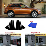 8 tk s&uuml;sinikkiust auto ukseakna &auml;&auml;rispostide dekoratiivsed katteliistud Infiniti FX45 FX35 2003-2008 auto jaoks Bright black