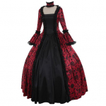 Daami Retro Suur Kiikuv Kitsas V&ouml;&ouml;koht Keskaegne Maksipikk Kleit Cosplay Halloweeni Kost&uuml;&uuml;m XXXXL punane