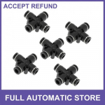 Push to Fittings 14 Equal Cross Air Line Quick Connector Black