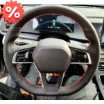 Hand-stitched Black Leather Car Steering Wheel Cover For BYD Ato 3 Fa Feng Tang F3 E6 Yuan Song plus EV F0 Qin Purple Thread