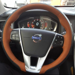 Hand-stitched black brown Leather non-slip car Steering Wheel Cover For VOLVO XC60 S60 V40 V60 S40 2011-2017 1