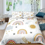 Vikerkaar Kahekohaline Tekikott Komplekt T&uuml;drukule Roosa Kollane Vikerkaar T&auml;ht Tekikott Naistele Laste Magamistoa Dekoratsioon EU Single(135*200cm)3pcs
