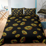 Reaktiivtr&uuml;kiga Seksikad Punased Huuled Tekikoti Komplektid Puuvill Puhtvalge Taustaga Voodipesu Komplekt &Uuml;he- v&otilde;i Kahekohalise Voodi Komplektikate DropShip D EU single(135x200cm)