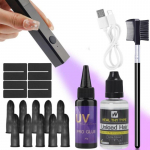 UV-lambi juuksepikenduste komplekt - Sisaldab UV-valgust, 30 g UV-juukseliimi, 30 ml liimieemaldajat, UV-kaitsekilpi, s&otilde;rmekaitseid, Pikaajalised tulemused A set