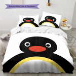 PINGU mustriga voodipesu, Tekikomplekt Tekikott Padjap&uuml;&uuml;r Kodu S&uuml;nnip&auml;evakingitus (1 * tekikott + 2 * padjap&uuml;&uuml;ri, ilma s&uuml;damikuta) 135x200cm