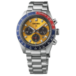 SEIKO 100m veekindel p&auml;ikeseenergial t&ouml;&ouml;tav kvartsliikumisega roostevabast terasest rihmaga k&auml;ekell 41,4 mm Meeste k&auml;ekellad SSC947 Yellow Watch Dial