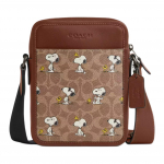 Coach X Peanuts Teri 16 Eemaldatav &otilde;larihm Tr&uuml;kitud kaetud l&otilde;uend Crossbody kott V&auml;ikesed meeste kotid Oker CBK48-QBTAM Basic Set (Bag+Dust Bag)
