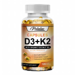 D3 + K2 vitamiini kapslid, orgaanilise kookos&otilde;liga, - Luude tervise toetus, Immuuns&uuml;steemi toetus, Kardiovaskulaarse tervise toetus 120
