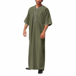 Meeste Moslemi Islami Kaftan Araabia T-s&auml;rk Meeste Pikk R&uuml;&uuml;vintage Keskmise Varrukaga R&uuml;&uuml; Vaba Dubai Saudi Pikk &Uuml;laosa Ramadan Moslemi Kleit 3XL armee roheline v&auml;rv