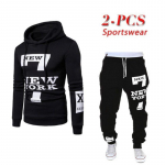 Kevadine s&uuml;gismood, pikkade varrukatega kapuutsid + p&uuml;ksid Meeste vabaaja kirjatr&uuml;kiga komplekt kampsun, &uuml;likond, spordi&uuml;likonnad L