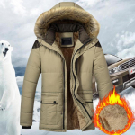 Uus Winter Fashion meeste pluss fliisist kapuutsiga jope pluss fliisist sooja- ja k&uuml;lmakindel meeste polsterdatud jope M khaki