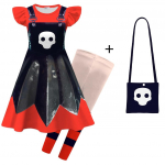 26271 Laste T&uuml;drukute Lily Armastusepunutised Kolju Prindiga Volangidega Kleit P&uuml;ksid Kott Komplekt Halloweeni Cosplay Kost&uuml;&uuml;mid 100cm punane