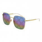 Gucci Metall Suur Raam Laseris&otilde;elutud Isikup&auml;rane GG Tr&uuml;kiga P&auml;ikeseprillid Ruudukujulised Unisex P&auml;ikeseprillid GG0802S-004 Dust Bag+Eyeglass Case (Random Color)