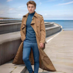 Meeste Suur Suurus Pikk TRENCH-jakk Moodne Vabaaja Jakk XXXL gray