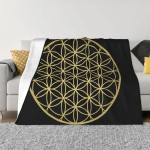 Elulill P&uuml;ha Geomeetria Tekk Flanell Fliis Geomeetriline Muster Mandala Visketekid Reisimiseks Voodipesu Diivan Tekk 130cmx150cm